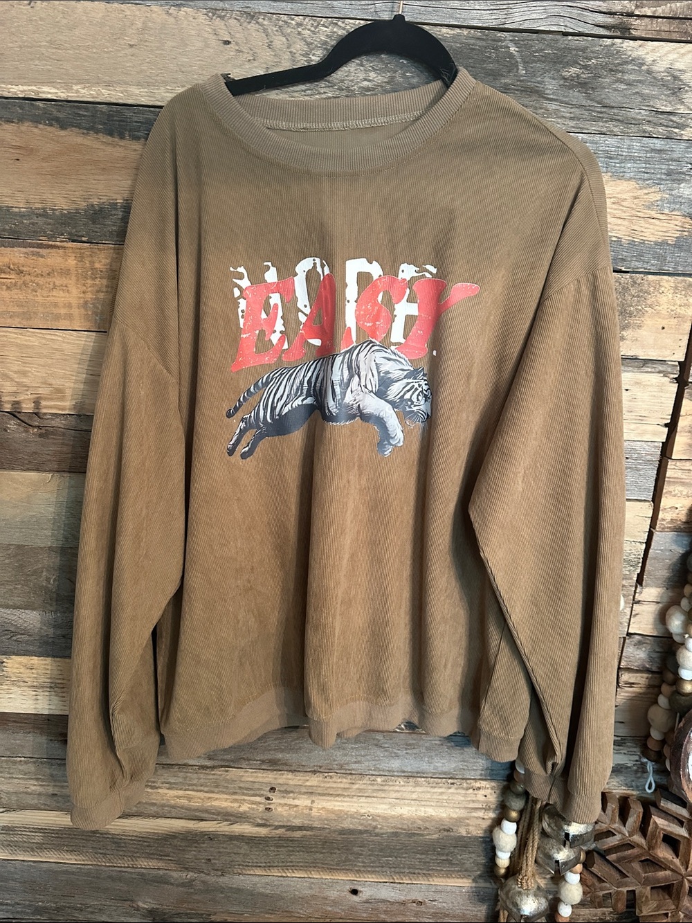 Brown Graphic Sweatshirt with Tiger Print